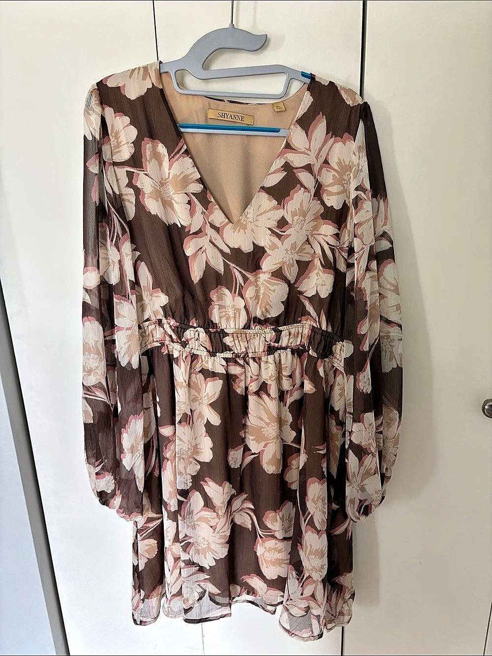 SHYANNE Floral Mini Dress Brown & Pink XL